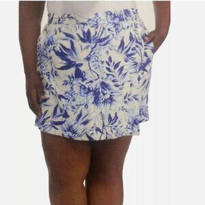 Ellen Tracy Women’s Floral Print Linen Blend Skort, NWT SIZE XL
